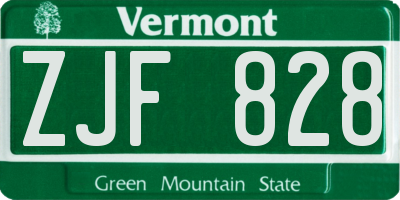 VT license plate ZJF828