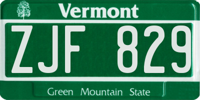 VT license plate ZJF829