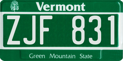VT license plate ZJF831