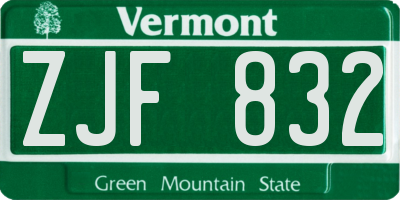 VT license plate ZJF832