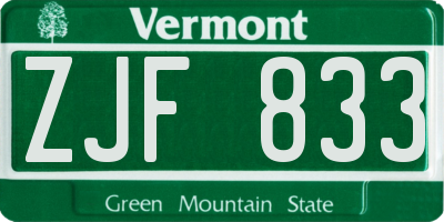 VT license plate ZJF833
