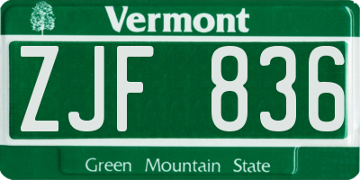 VT license plate ZJF836