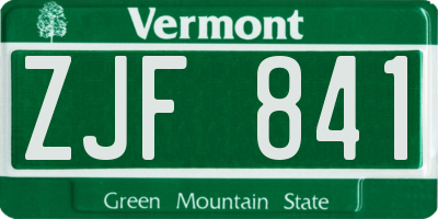 VT license plate ZJF841