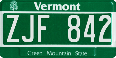 VT license plate ZJF842