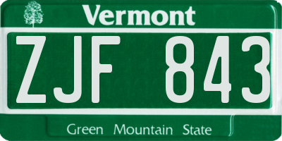 VT license plate ZJF843
