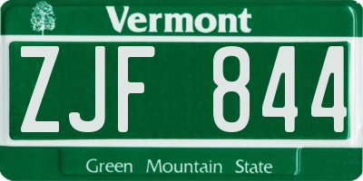 VT license plate ZJF844