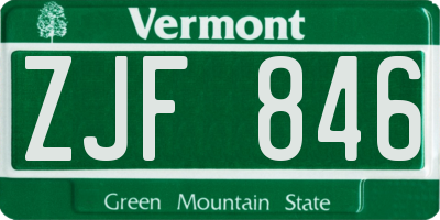 VT license plate ZJF846