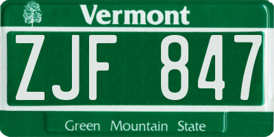 VT license plate ZJF847