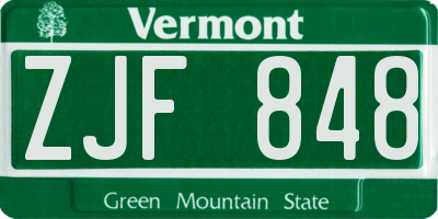 VT license plate ZJF848