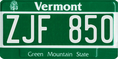 VT license plate ZJF850