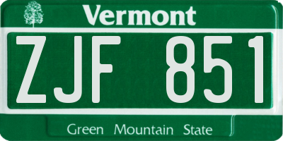 VT license plate ZJF851
