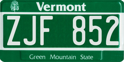 VT license plate ZJF852
