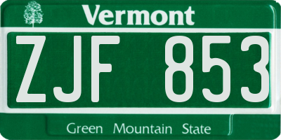 VT license plate ZJF853