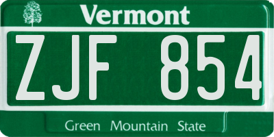 VT license plate ZJF854