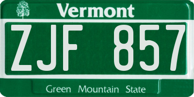 VT license plate ZJF857