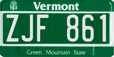 VT license plate ZJF861
