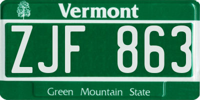 VT license plate ZJF863