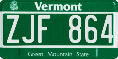 VT license plate ZJF864