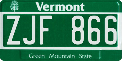 VT license plate ZJF866