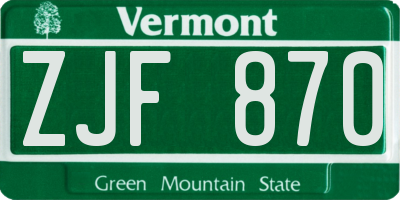 VT license plate ZJF870