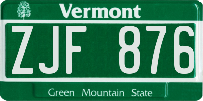 VT license plate ZJF876