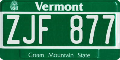 VT license plate ZJF877
