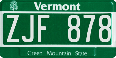 VT license plate ZJF878