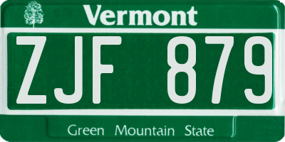 VT license plate ZJF879