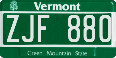 VT license plate ZJF880
