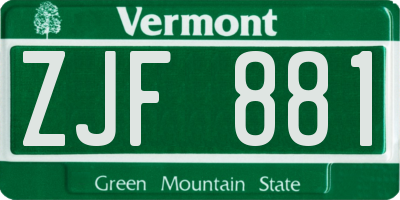 VT license plate ZJF881