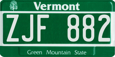 VT license plate ZJF882