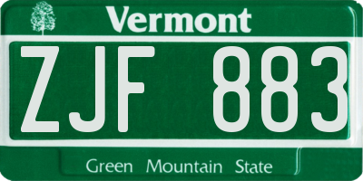 VT license plate ZJF883