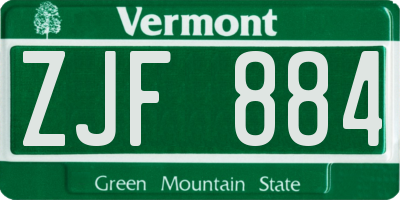 VT license plate ZJF884