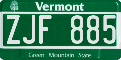 VT license plate ZJF885