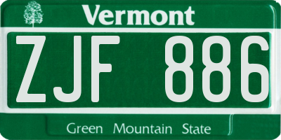 VT license plate ZJF886