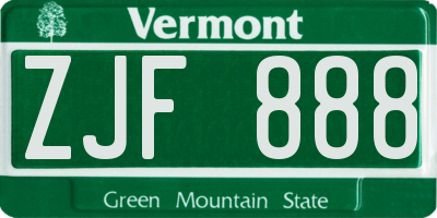 VT license plate ZJF888