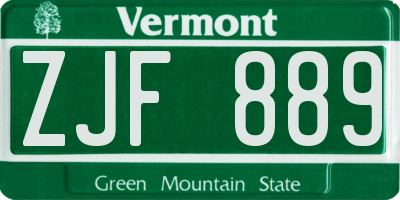 VT license plate ZJF889