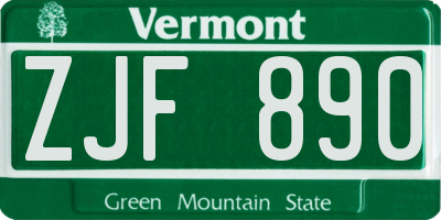 VT license plate ZJF890