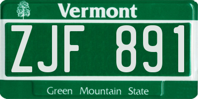VT license plate ZJF891