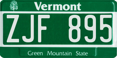 VT license plate ZJF895