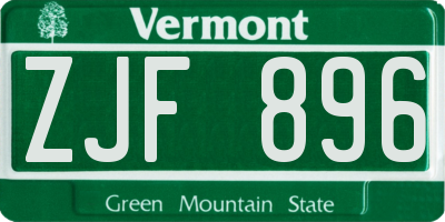 VT license plate ZJF896