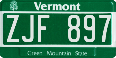 VT license plate ZJF897