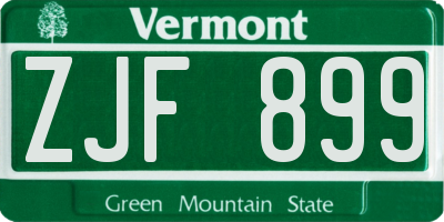 VT license plate ZJF899