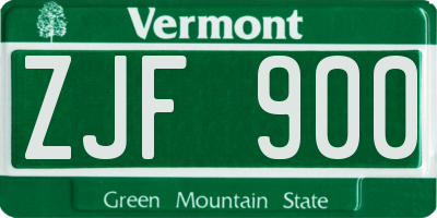 VT license plate ZJF900