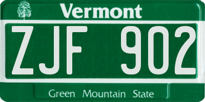 VT license plate ZJF902