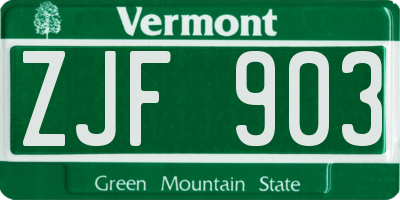 VT license plate ZJF903