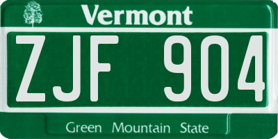 VT license plate ZJF904