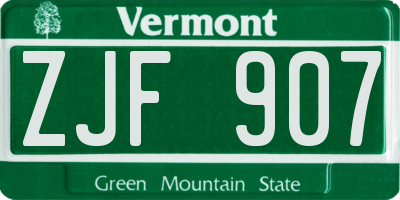 VT license plate ZJF907