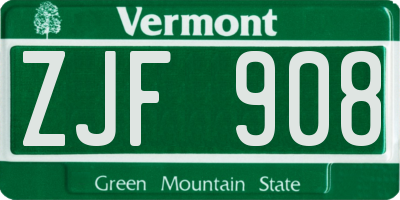 VT license plate ZJF908