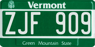 VT license plate ZJF909